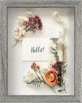 FrameWorks 8.5x11 Driftwood Wooden Shadow Box Frame – Soft Felt Back, Tempered Glass, and Included Elegant White Ball Push Pins