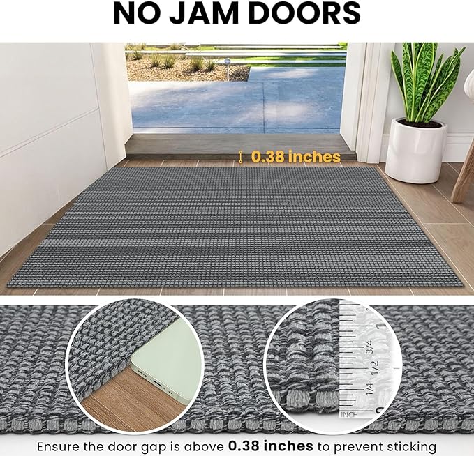 IOHOUZE Washable Area Rug 4x6 Non Slip Rubber Backed Woven Rugs for Entryway Indoor Bedroom Rugs Kitchen Rug Floor Throw Carpet for Entrance Front Door Living Room, Dark Grey