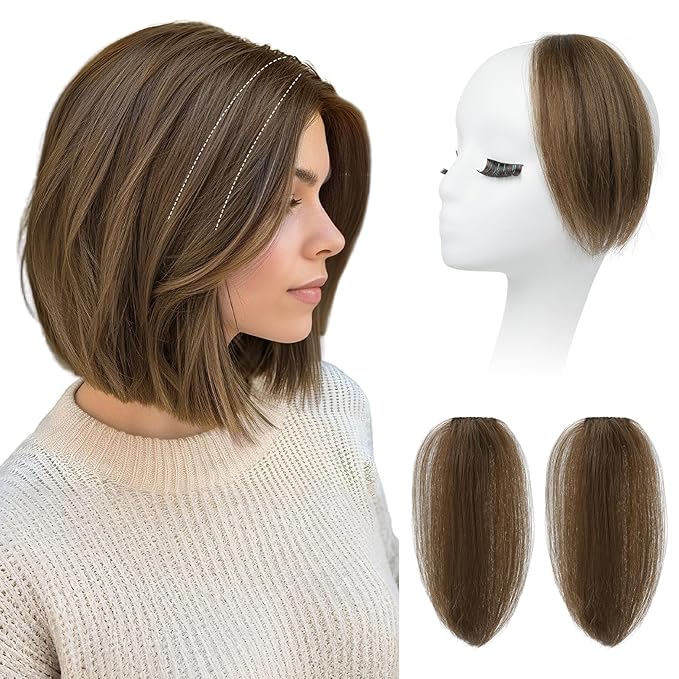 REECHO Clip in Hair Volumizer, Short Thick Clip in Hairpieces Adding Extra Hair Volume Extensions for Women with Thin Fine (Light Golden Brown, 8 Inch(Pack of 2))