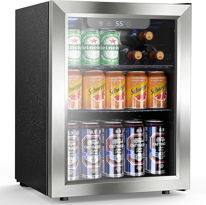 Mini Fridge 68 Can Beverage Refrigerator Cooler, 1.7 Cu.Ft Drink Fridge forSoda Wine Beer, Digital Temperature Control Cooler for Home, Dorm, Bar