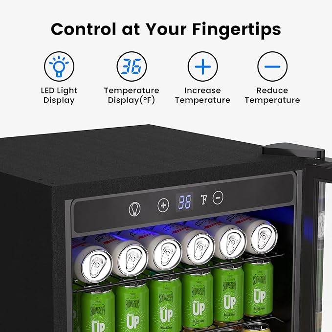 145 Can Beverage Refrigerator Cooler - 4.5 Cu.Ft Mini Fridge Glass Door, Soda Wine Beer Drink Fridge, Small Refrigerator for Bedroom Office Home Bar Dorm, Digital Temperature Control, Silver