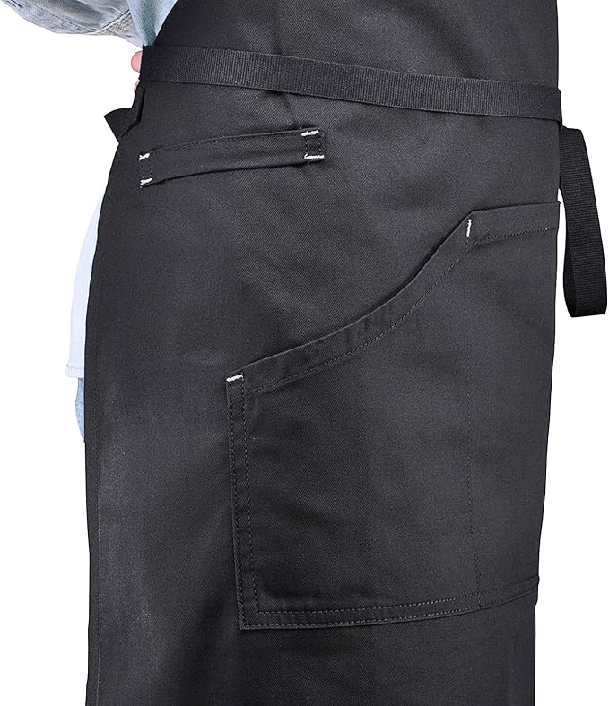 Apron with Pockets, Mens Womens Chef Bib Apron for Kitchen Cooking Grill BBQ Baking Server with Towel Loop