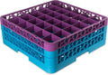 CFS RG36-2C414 OptiClean 36 Compartment Glass Rack with 2 Extenders, 7.12", Polypropylene, Lavender/CFS Blue