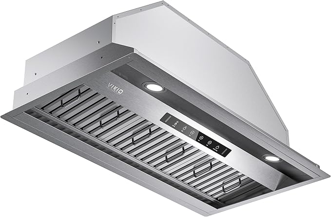 VIKIO HOMERange Hood Insert/Built-in 36 Inch, Kitchen Hood with 980 CFM, 3-Speed, Ducted/Ductless Convertible, Stainless Steel Vent Hood/Gesture/Touch Control, 3 Pcs Baffle Filters with Handlebar