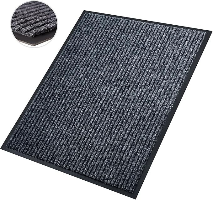 Front Door Mat,3'x4'Indoor Outdoor Door Mat,Heavy Duty Durable Welcome,Commercial Floor Mats Inside Outside Entrance, Waterproof All-Season, All-Weather Non Slip Backing Doormat for Entryway,Black
