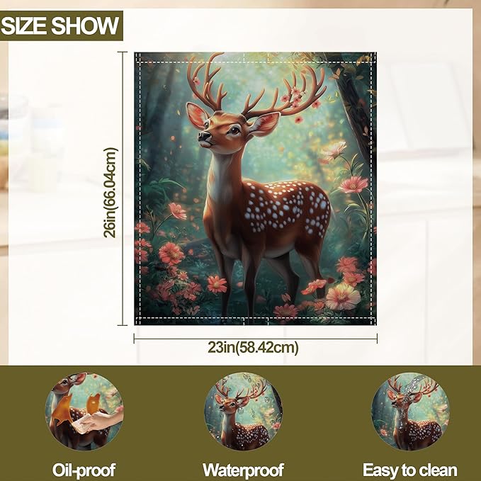 Magnetic Dishwasher Cover,Beautiful Deer Reusable Dishwasher Magnetic Cover Forest Decorative Door Covers Panel for Home Kitcen 23" x 26"