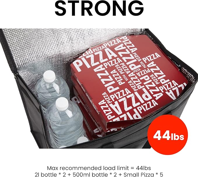 NZ home Insulated Bags for Food Delivery (XL Plus) Grocery Shopping Cooler Bag, Pizza Delivery, Hot & Cold Catering Tote, Reusable, Foldable & Heavy Duty (2 Pack, Orange)