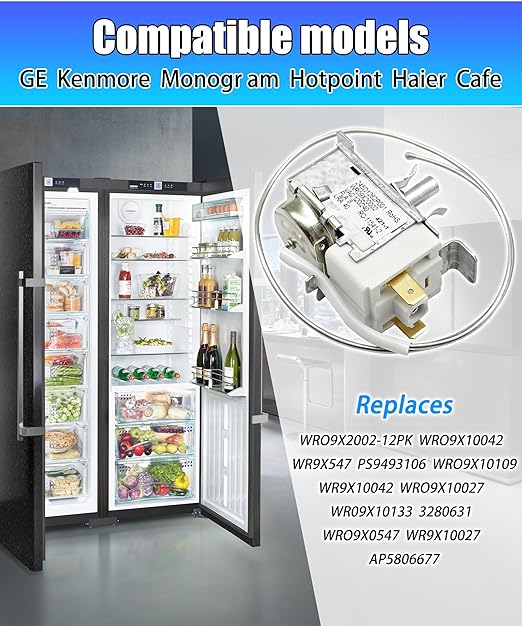 WR09X20002 Refrigerator Temperature Control Thermostat Replacement Parts Fits for GE Refrigerator, Replaces AP5806677 WR09X10027 WR09X10042 WR09X10043 WR09X10109 WR09X10133 etc.