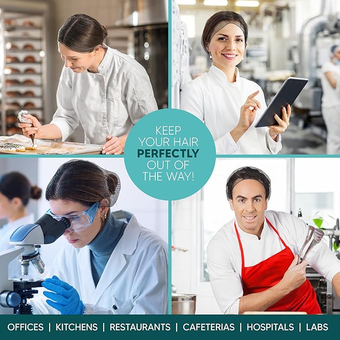 Nylon Hair Nets for Women & Men | 100 Pack | 24" Honeycomb Mesh Hair Net for Food Service, Medical & Industrial Use - Breathable & Sturdy for Bun Hair, Most Long & Short Hair - Latex Free