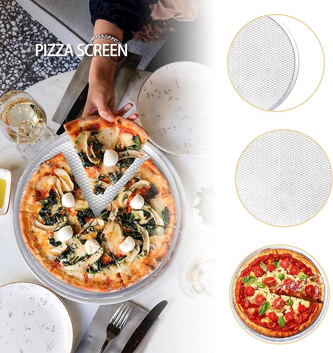 4 Pack 10 Inch Pizza Screen, Nonstick Pizza Screen Aluminum Round Pizza Baking Screen for Oven