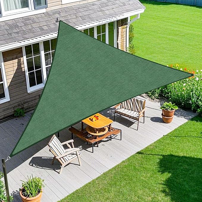 Amagenix Sun Shade Sail 26'X26'X26'Curved Edge Outdoor Shade Canopy Dark Green Breathable 95% UV Block Shade Cloth for Patio Garden Backyard (We Make Custom Size)