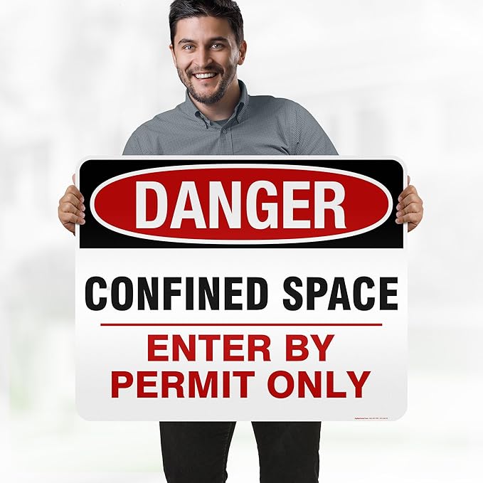Danger Confined Space Enter By Permit Only Sign, 24x30 Inches, 3M EGP Reflective .080 Aluminum, Fade Resistant, Made in USA by My Sign Center