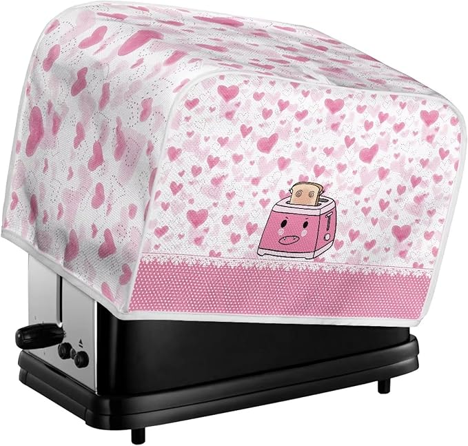 UNICEU Pink Cartoon Toaster - 4 Slice, Quilted, Dust-Proof, Bread Maker Cover, Small Appliance Dust Cover