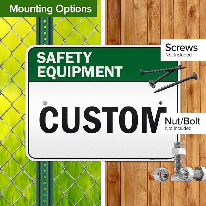 Custom Safety Equipment Sign, Ansi Sign, Osha Compliant, 18x24 Inches, 3M EGP Reflective, Rust Free .080 Aluminum, Fade Resistant, Made in USA by My Sign Center