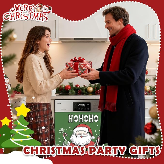 Christmas Santa Dishwasher Magnet Cover, 23" W x 26" H Fridge Magnetic Stickers Reuseable Magnet Panel Decal Cover for Washing Machine Fridge Microwave Cabinet Kitchen Christmas Decoration