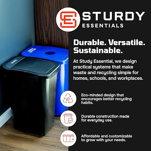 City Box 10 Gallon Double Bin Trash Can Recycle Bin with Lid for Residential, Business, and Commercial Recycling - NYC Compliant (Double Kit Recycle Waste)