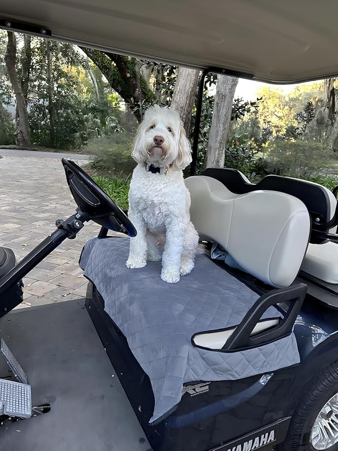 FLYMEI Golf Cart Seat Covers, Golf Cart Seat Towel Blanket, Short Plush Surface, Soft and Comfortable, Fit for EZGO, Yamaha, Club Car and Other 2-Seat Golf Carts, 51"x 30.5"