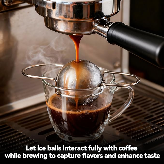 2 Pack XL Espresso Frozen Ball for Espresso Coffee, Stainless Steel Espresso Chilling Ball Espresso Cooler Espresso Machine Accessories
