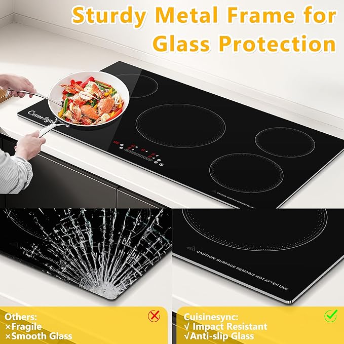 36 Inch Built-In Induction Cooktop, 5 Burner Electric Stove Top, 10800W 240V Hardwired, Touch Control with Power Boost, 9 Levels, Timer, Child Lock & Residual Heat Indicator