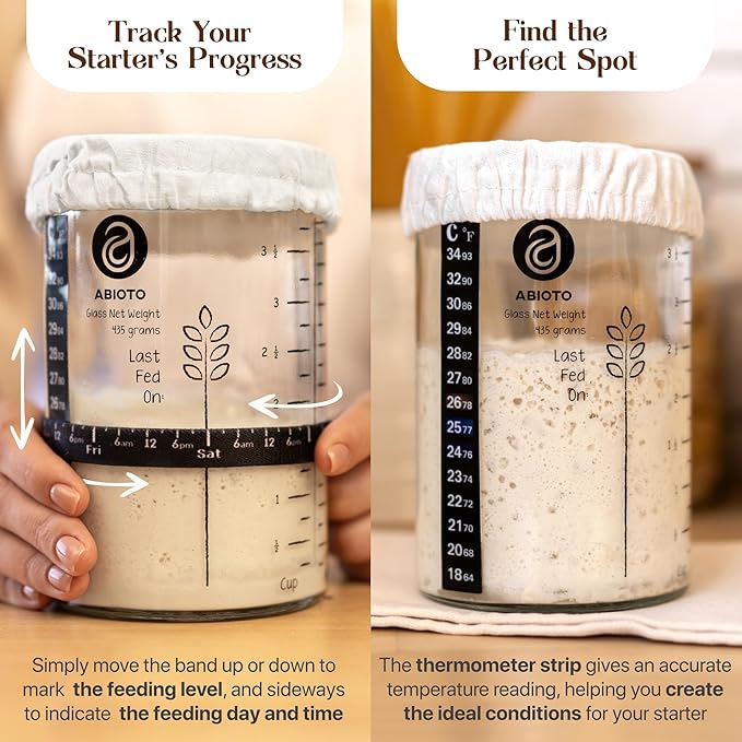 Sourdough Bread Baking Supplies and Starter Kit - Ultimate Bread Making and Sourdough Starter Kit with Proofing Baskets, 34oz Sourdough Jar, Bread Lame, Scrapers & Danish Whisk