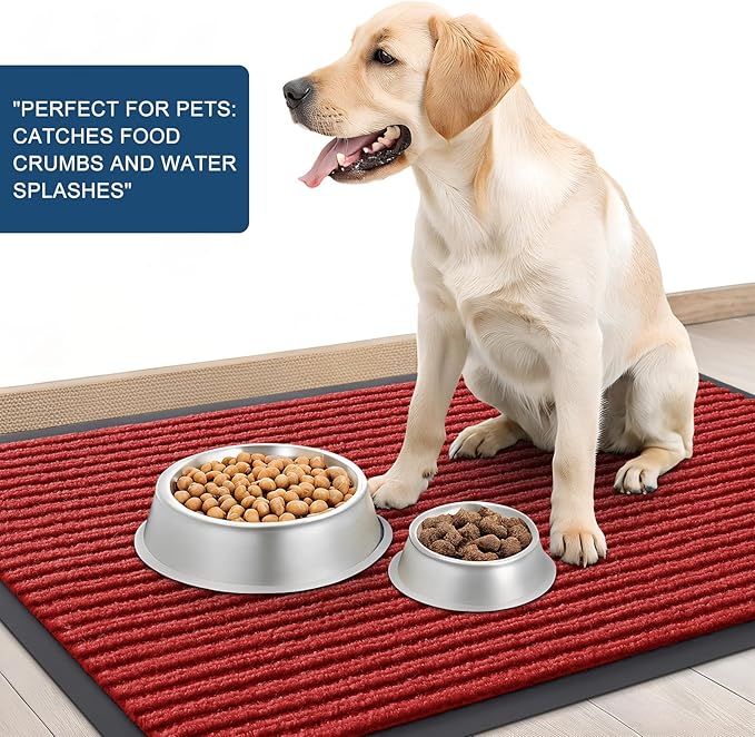 OLANLY Front Door Mat Indoor Outdoor Entrance, Waterproof Heavy Duty Doormat, Fade Resistant, Low Profile, Easy Clean Patio Porch Welcome Floor Mats for Entry, 59x34, Red