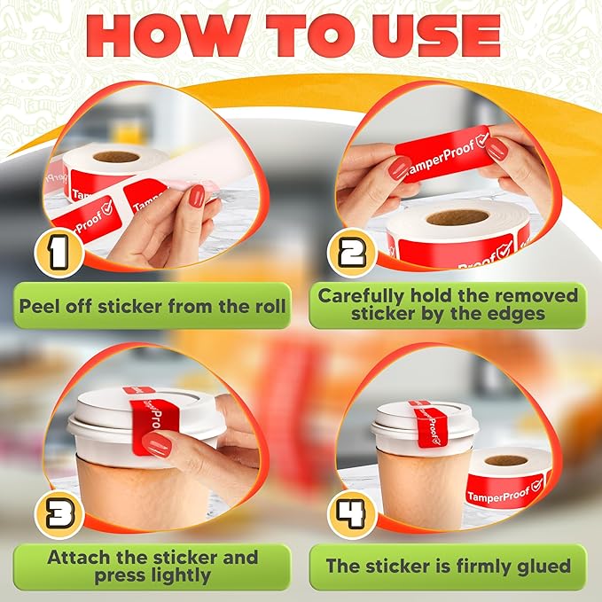 500-Pack Tamper Proof Stickers 1x3 – Strong Adhesive for Tamper Detection and Package Protection | Durable, Easy-to-Apply Labels for Sealing Boxes, Containers, Envelopes, Documents and Other Surfaces