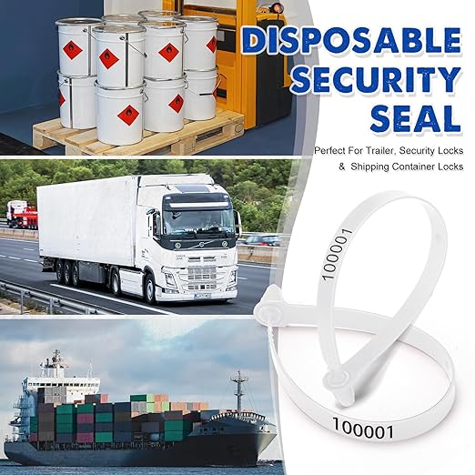 Roowest 1000 Pcs Plastic Truck Trailer Door Seals, Tamper Evident Security Tags, Numbered Safety Disposable Locks for Container Logistics Transport Package Shipping(White)