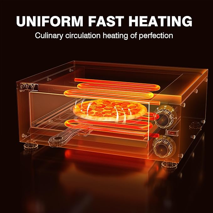 PYY Pizza Oven Indoor Electric Countertop Commercial Pizza maker with Crumb Tray Stainless Steel Pizza Cooker Machine for Home