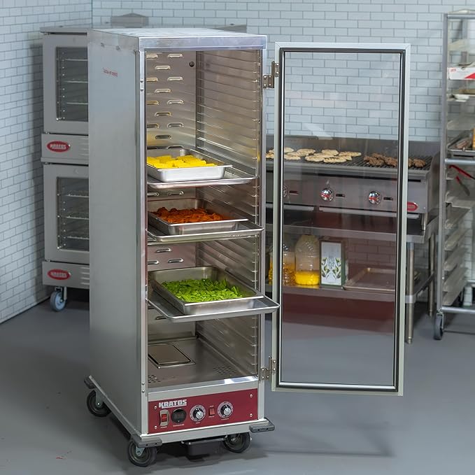 Kratos Full Size Commercial Non-Insulated Holding and Proofing Cabinet | Holds 36 Full Size Sheet Pans | Mobile | Clear Door | 120V, 1440W (28W-152)