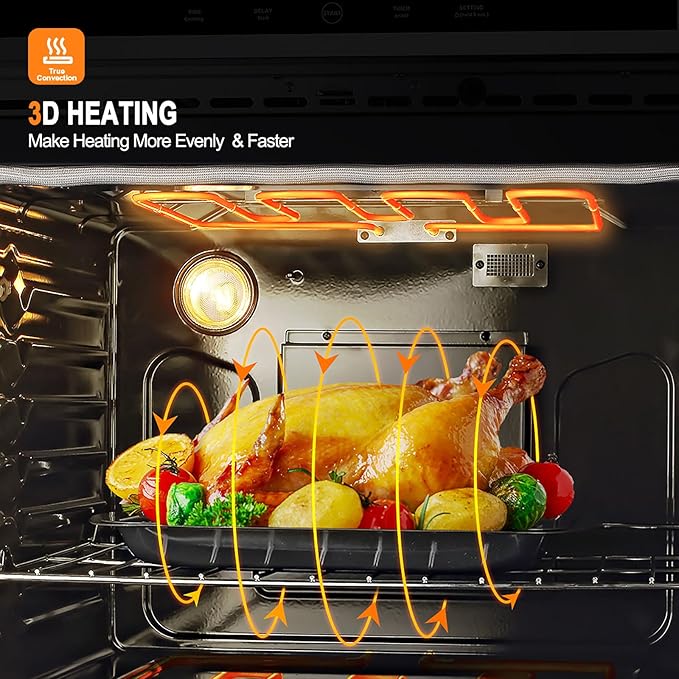 GASLAND 30 inch Electric Wall Oven,Gasland Built-in 8 Cooking Function Single Ovens with Self-cleaning Convection Fan Touch Control,Stainless Steel
