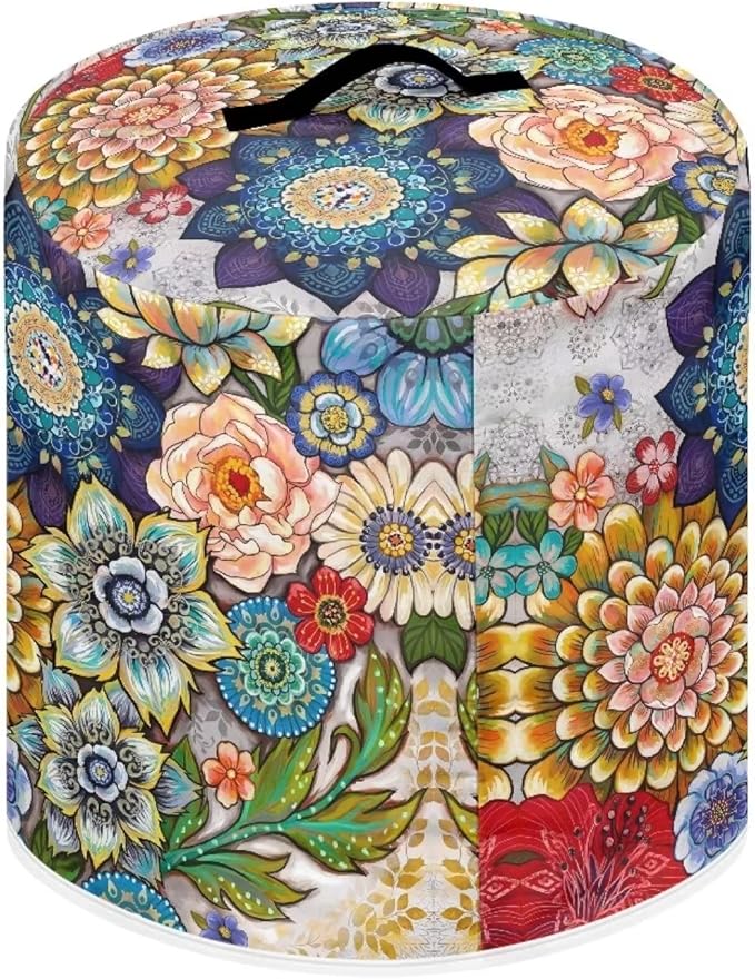 Dust Cover for 8 Quart Pressure Cooker Air Fryer Rice Cooker Kitchen Appliance Dust Covers with Storage Pockets Dust-proof Washable, Blooming Flower