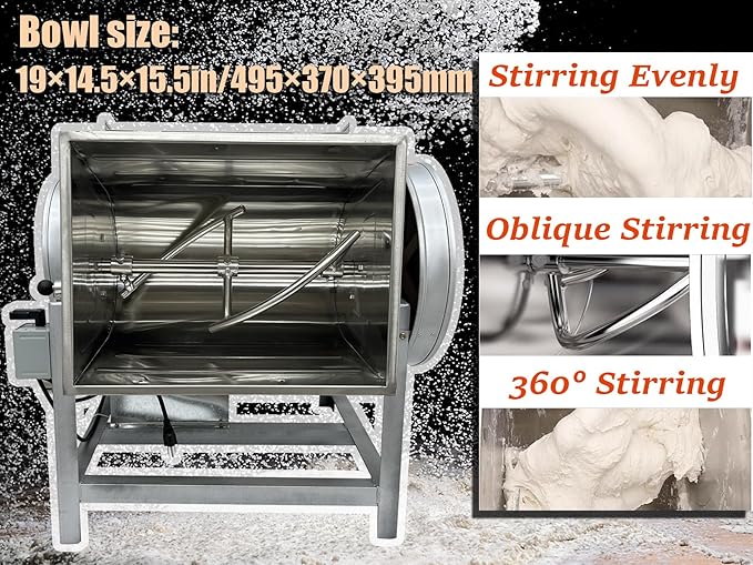 INTSUPERMAI Commercial Dough Mixer Machine 25KG Electric Flour Mixer with 90 Degree Tilt Bowl for Dough Mixing Kneading Capacity 50QT 2200W
