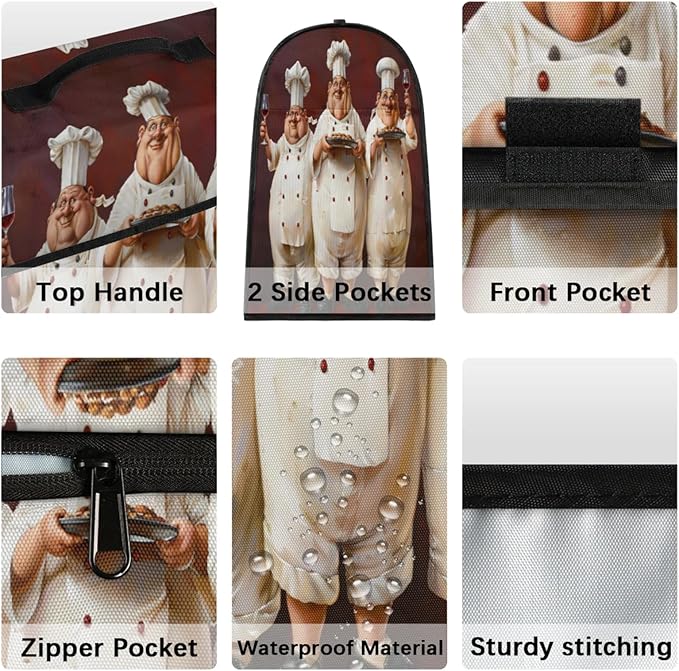 Kitchen Aid Mixer Cover Funny Chef Cook Stand Mixer Cover Compatible with 6-8 Quarts Stand Mixers, Dust Covers with Zipper Pocket Foldable Washable Kitchen Aid Organizer Bag