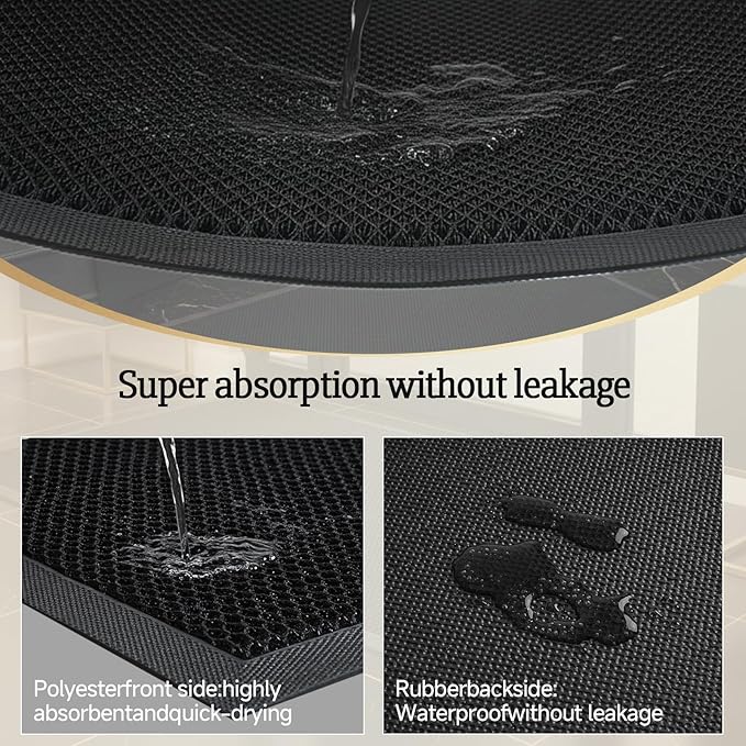 24x36 Inch Heavy Duty Front Door Mat with Elastic Mesh Surface, Cushioned Comfort, Superior Dirt Trapping, Non Slip Rubber Backing Door Mat Indoor Outdoor Entrance Rug for High Traffic Area(Jet Black)