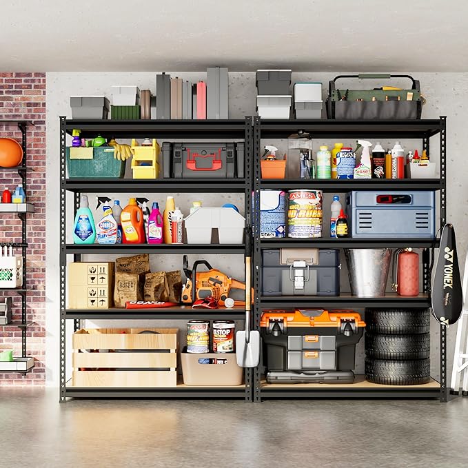 DYNALOAD 4000 Lbs Heavy Duty Garage Shelving, 5-Tier Adjustable Metal Storage Shelves, Boltless Steel Utility Rack for Garage Basement Warehouse, 48" W x 24" D x 72" H