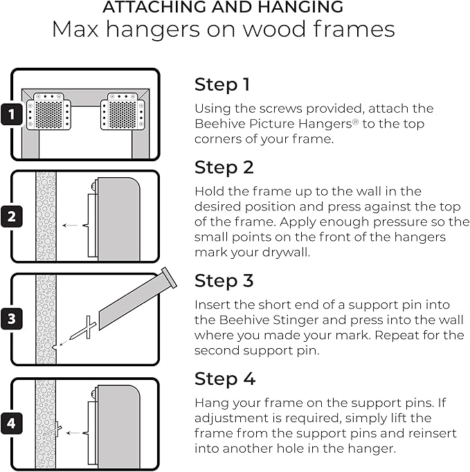 74 Pcs Picture Hanging Kit, The Ultimate Picture Hangers for Wood Frames and Canvases, for use on Drywall, Requires No Measuring or Moving Hardware to Hang Artwork, Hangs 6 Frames
