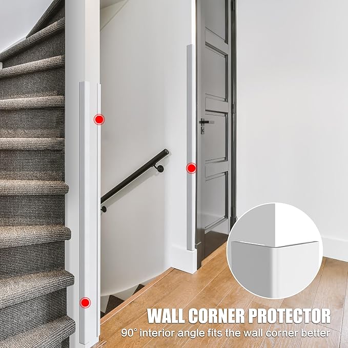 ‎Frychee Wall Corner Protector, Walls Edge Protector，Self-Adhesive Wall Corner Guards,PVC Double Side Edge Protector， Furniture Stairs Guard (2, 2.5x150cm/0.98x59.1in)