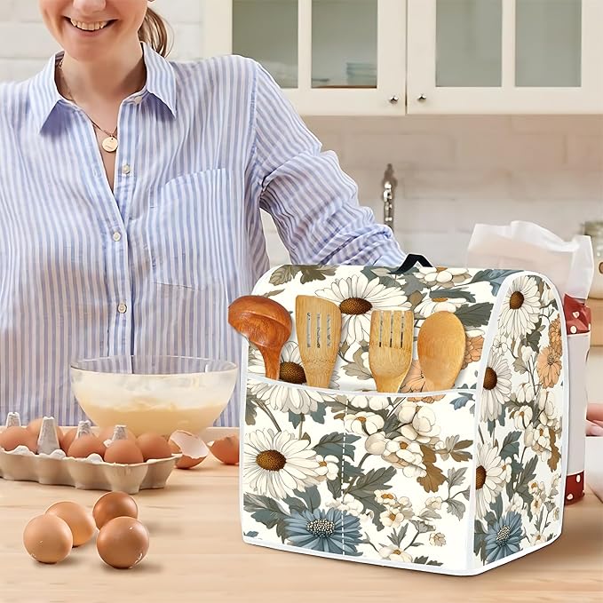 Mixer Dust Cover for 6-8 Qt Stand Mixer, Cloth Cover with 2 Storage Pockets for Stand Mixer Protective Covers Large for 6-8 Quart Mixer
