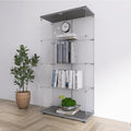 64.5" H 4-Shelf Glass Display Cabinet with Double Door,Modern Curio Cabinet Collection Display Case,Floor Standing Bookshelf Glass Display Case with Lock for Living Room Bedroom (Black)
