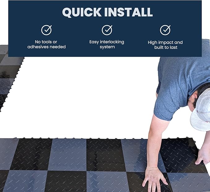 FlooringInc's Nitro 12"x12" Snap-Together Garage Flooring Tiles, Non-Slip Interlocking Plastic Floor Mat, Coin Pattern, Harley Orange, 24 Tiles, 24 Sq/Ft