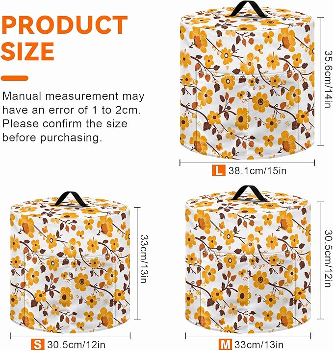 Kitchen Appliance Accessories Dust Cover for 3-6-8 Quart Instant Pot, Pressure Cooker, Air Fryer & Crock Pot,Decorative Appliance Cloth Cover with Top Handle & Storage Pockets (Orange, 3 Quart)