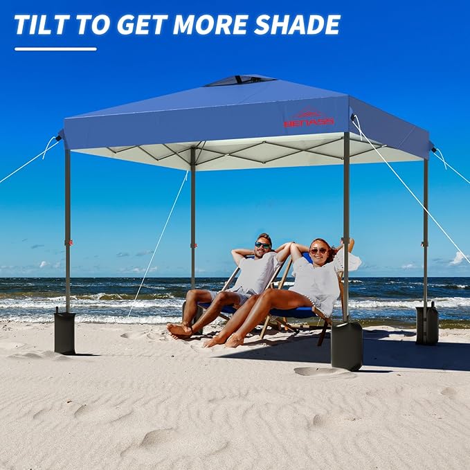 12x12 Pop Up Canopy, Easy Up Canopy Tent, Heavy Duty Tents for Parties, One Person Set Up Event Tent, Light Blue
