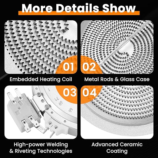 Upgraded 6.5 In DG47-00060A W11171119 WB30T10145 Electric Range Single Radiant Surface Heating Element Replacement for Whirl-pool May-tag Kitchen-Aid Jenn-Air Range Stove, 8273994 By Fetechmate