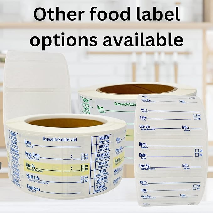 2x1 Dissolvable Food Labels, 500 Label Stickers, Bottle Labels for Storage Bins, Sticker Labels for Food containers, (500, Black)