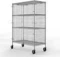 24" W x 48" L x 69" H Heavy Duty Utility Commercial Grade Metal Storage NSF Unit | Chrome Mobile Security Wire Cage Kit