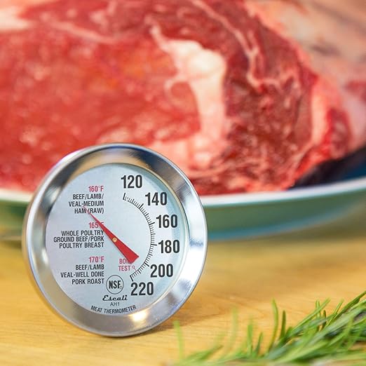 Escali AH1 2 Pack Oven Safe Meat Thermometers, Stainless Steel, Thermometer with 2.5 inch Large Dial, Oven and Grill Safe Temperature Gauge for Cooking, Roasting, Baking, Candy, Steak, Turkey