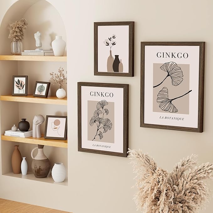 Vittanly 5x7 Picture Frame, Solid Wood Frame with Plexiglass, Includes 4x6 Mat, Wall Hanging or Tabletop for Home Decor, Brown, 1 Pack