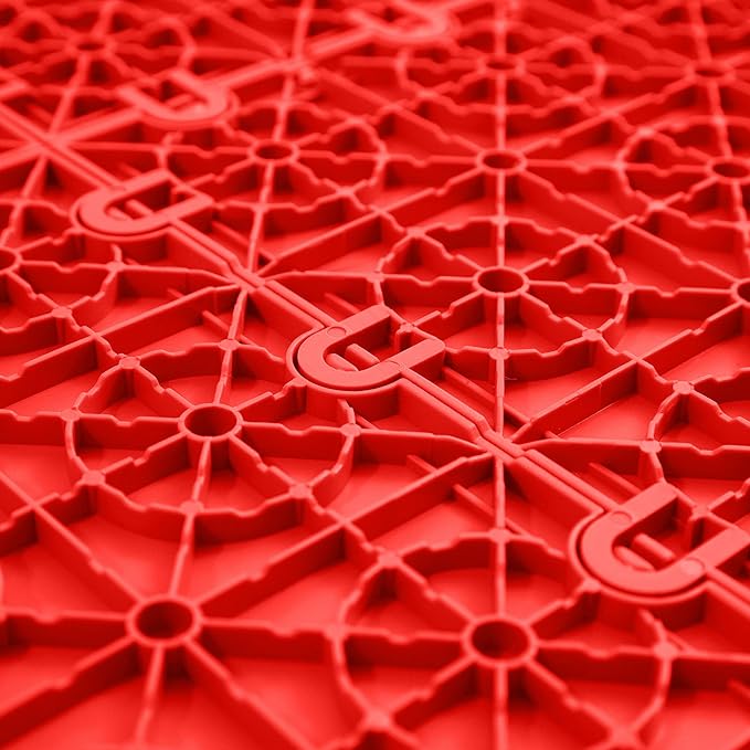 IncStores FlooringInc's Nitro 12"x12" Snap-Together Garage Flooring Tiles, Non-Slip Interlocking Plastic Floor Mat, Garage Organization & Storage, Coin Pattern, Victory Red, 52 Tiles, 52 Sq/Ft