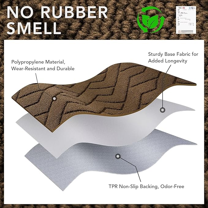 hicorfe Dirt Trapper Indoor Doormat,20"x59" Welcome Door mat,Non Slip Backing Washable Door Mats,Absorbent and Resistant Low-Profile Entrance Inside Floor Mat for Front Back Door,Entryway (Dark Brown)