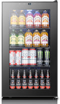 Yeego Beverage Refrigerator Cooler, 130 Cans Mini Fridge with Glass Door Beverage Fridge with Adjustable Shelves for Soda Beer or Wine, Beverage Cooler with Digital Temperature Control for Home Office